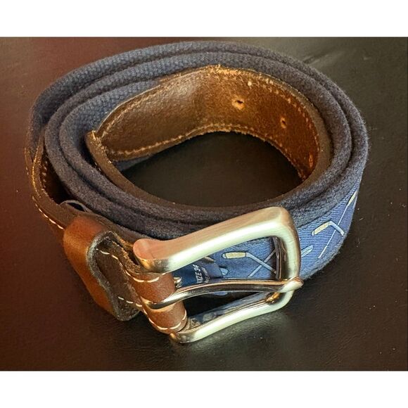 Vineyard Vines hockey stick print canvas belt size 34 - Picture 1 of 11